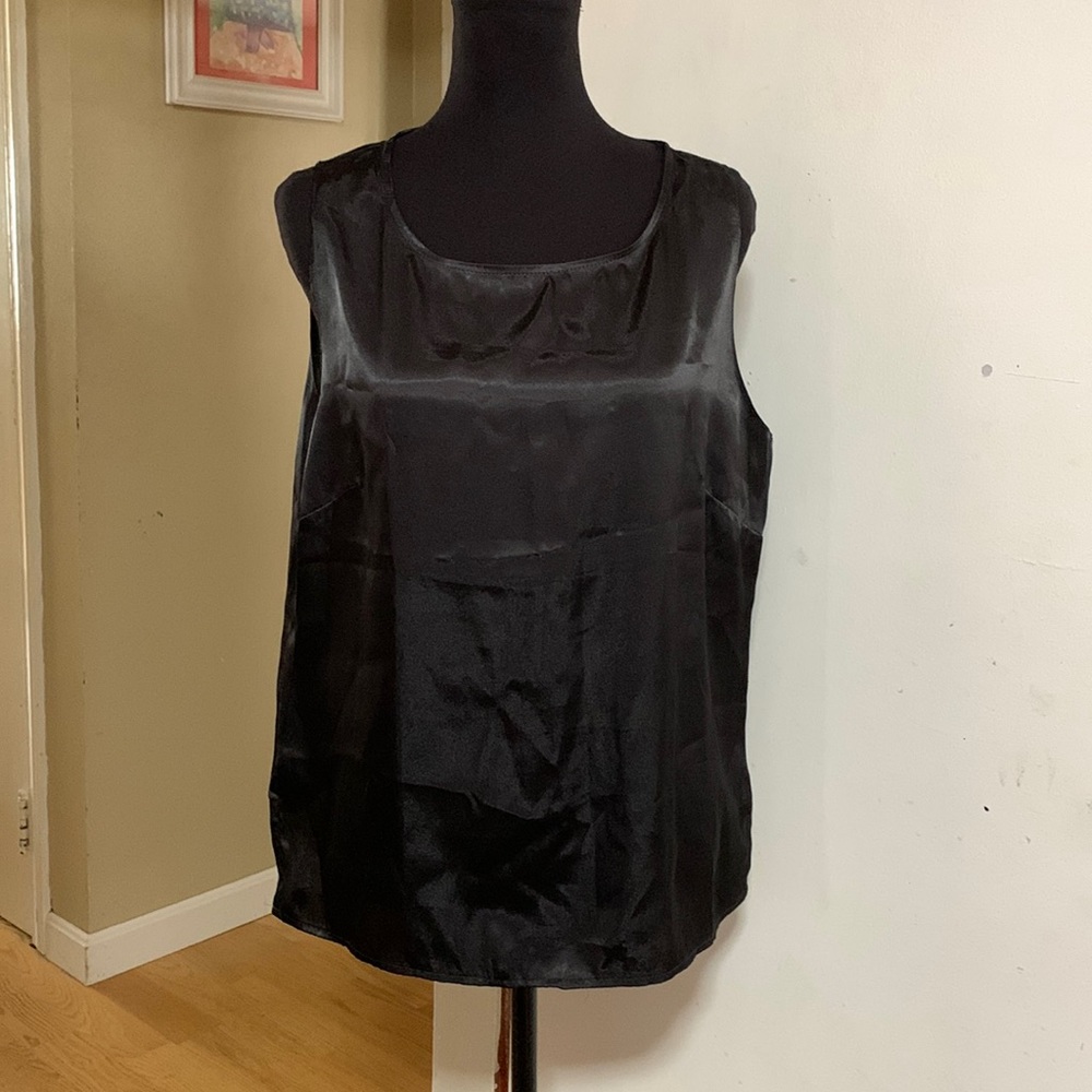 Notations misses silk look tank top black size L